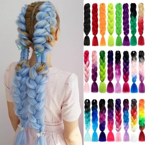 Synthetic jumb Braids Ombre Braiding Hair Extension Box Braid Hair Pink Purple Yellow Golden Colors kanekalons hair