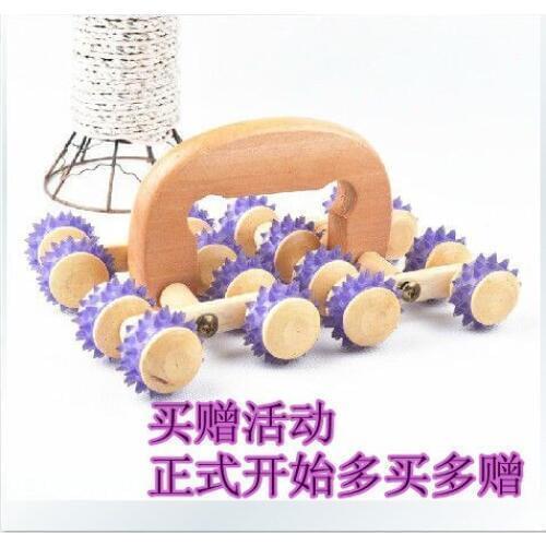 16 lunar rover thin wooden roller massage car / leather wheel back and neck massage meridian body massage brush