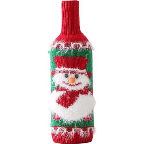 Knitted Fabric Lovely Christmas Handmade Wine Bottle Sweater 3D Wine Bottle Cover Fade-less for Desktop Decor