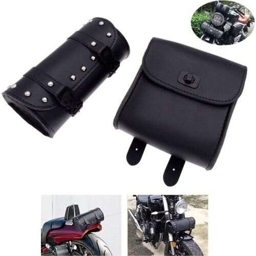 Universal Motorcycle Hanging Saddlebags Large Capacity PU Leather Front Fork Handlebar Sided Tail Tool Bags For Honda Yamaha