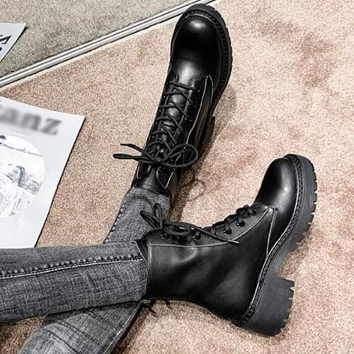 2021 women Ankle Boots ladies Round Toe Platform casual Non-slip boot ladies Spring autumn British style fashion Comfort Shoe