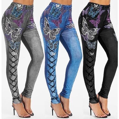 2020 pants Women High Waist Butterfly Print Lace-up Pants Elastic Jogging Sports Trousers sweatpants women streetwear women