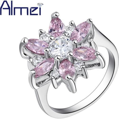 Silver Color Ring for Women SunFlower Fashion Crystal Cubic Zirconia Beautiful Wedding Rings Aneis de Casamento Female J512