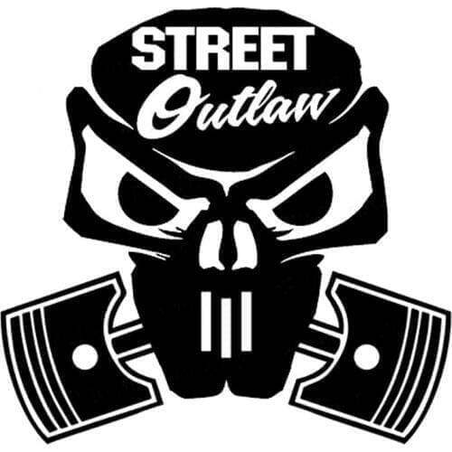 10.2CM*9.8CM "Street Outlaw Skull" Vinyl Decal JDM Hella Flush Funny Car Sticker Car Styling Accessories Black Sliver C8-0685