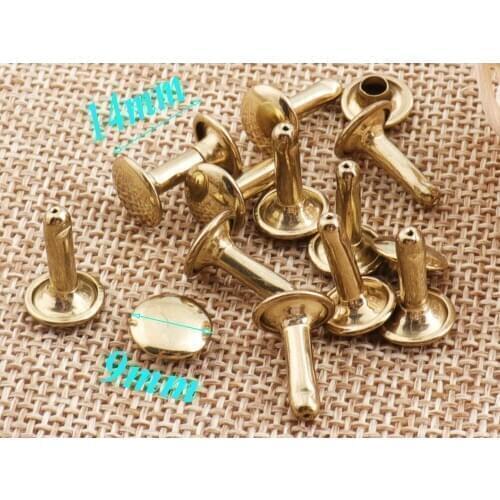 100sets Bronze Dome Double Cap Rivets,purse Round Rivets Domed Studs Leather craft Rivet Fastener Snaps Prong Studs-9mm*14mm