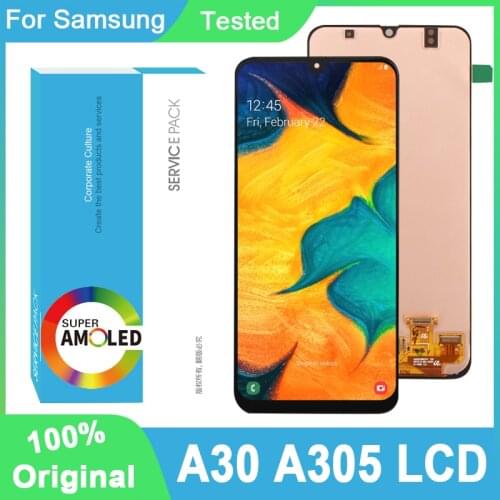 100% Original 6.4'' AMOLED Display For Samsung Galaxy A30 A305 SM-A305F Full LCD Touch Screen Digitizer Assembly Repair Parts