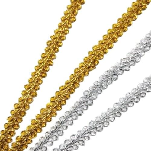 YACKALASI 100 Yards/Lot S Ribbon Lace Trims Gold Braid Appliqued Gold Sewing Band 7mm-10mm