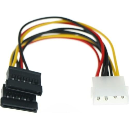 2pcs Computer Cable 4 Pin IDE Power Splitter 1 Male to 2 Female ATA / SATA Power Cable Y Splitter Hard Drive Power Supply Cable