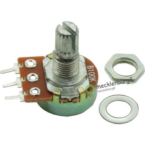 2Pcs WH148 B100K Linear Potentiometer 3Pin 15mm Shaft With Nuts And Washers Ohm Linear Taper Rotary Potentiometers