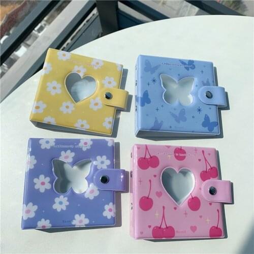 3 Inch Cute Photo Album Holds 20 Mini Photos Instax & Name Card PP Butterfly Love Three-Hole Picture Storage Case PortableAlbum