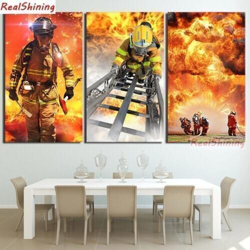 3pcs,Diamond Embroidery,Firemen,5D,diy Diamond Painting Cross Stitch,Diamond Mosaic,home Decor H1571