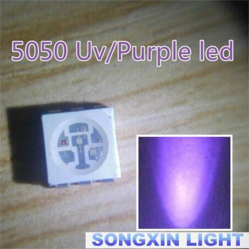 500pcs Water Clear LED Light Diode 5050 uv/purple SMD/SMT High Power LED PLCC-6 3-CHIPS Super Bright lamp light High quality
