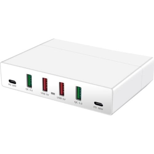 72W 6 Ports Quick Charge 3.0 USB Charger Adapter HUB Mobile Phone Charger USB C PD Fast Charger For iPhone Huawei Samsung Xiaomi