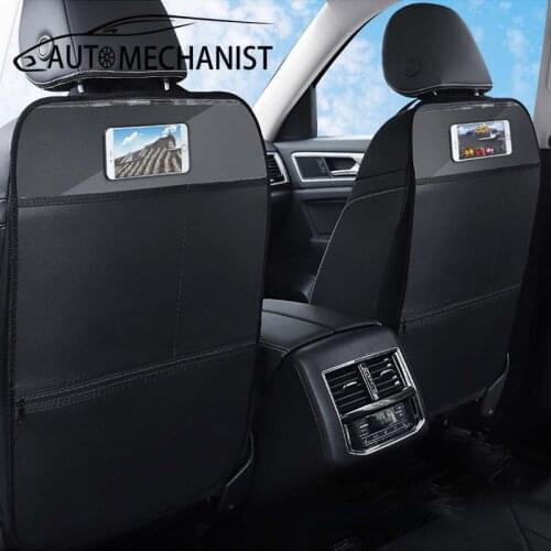 Universal Car Anti Kick Back Mat Automobiles Seat Back Protectors Mats For Children PU leather Seat Back Cover With Storage Bag