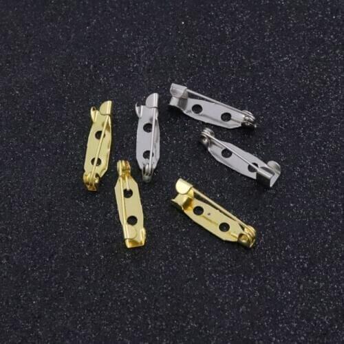 15 20mm No Safe Lock 2 Holes Gold Bronze Silver Brooch Base Pin For Jewelry Making Finding Diy Handmade Accessories Wholeslae