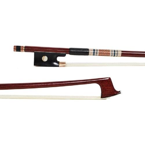 Floraparts4/4 Size Violin Bow Pernambuco Round Antiqued Varnish Stick Ebony White Mother Pearl Eye Frog Rose Copper Parts FP998A