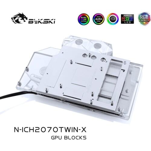 Bykski Water Block use for inno30D RTX2070 Twin x2 Full Cover Copper Radiator Block/ 12V RGB / 5V A-RGB Light