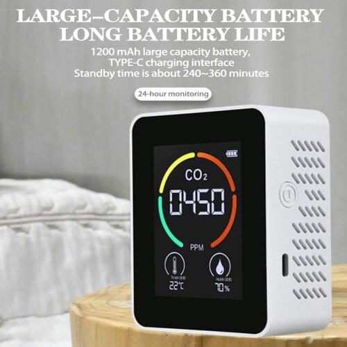 CO2 Meter Air Quality Monitor Carbon Dioxide Detector LCD Screen Intelligent Air Quality Tester TVOC Sensor Air Quality Meters