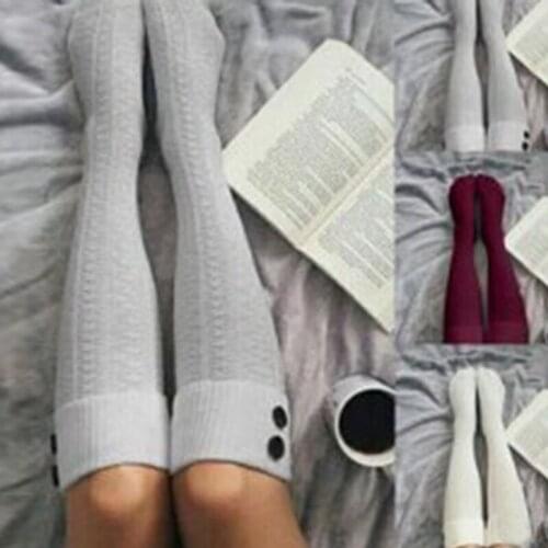 Women Socks Stockings Warm Thigh High Over The Knee Socks Button Long Stockings Medias Sexy Stockings Medias