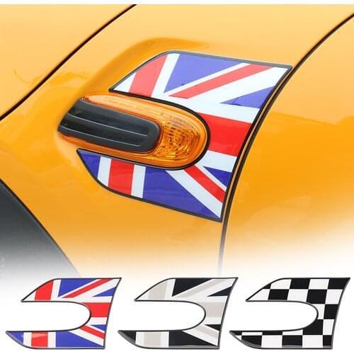2pcs Car Styling Fender Epoxy Sticker Side Plate Wing Decals Decor For Mini Cooper One S JCW F55 F56 Hatchback Car Accessories