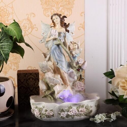 European rockery water fountain waterscape living room decoration room humidifier Fengshui round pond bonsai Decor