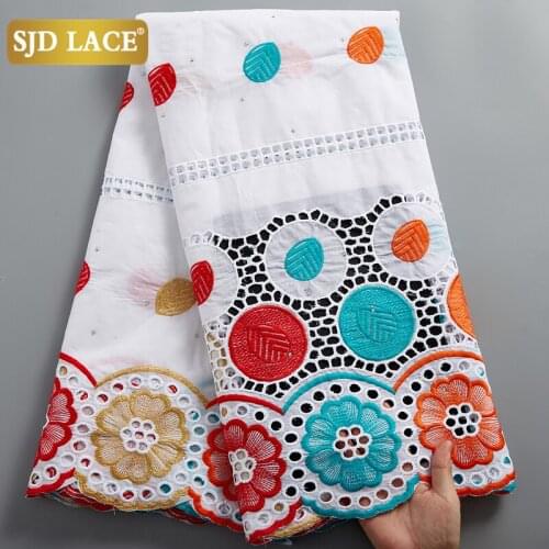 SJD LACE Swiss Voile Lace In Switzerland 100% Cotton Embroidery African Lace Fabric New Arrival Colorful Materials Sewing A2486