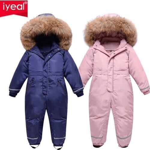IYEAL Russia Cold Winter Children Clothing Ski Suit Down Jacket Kids Boy Outerwear Coat Waterproof Snowsuits Girl Parka 3-8Years