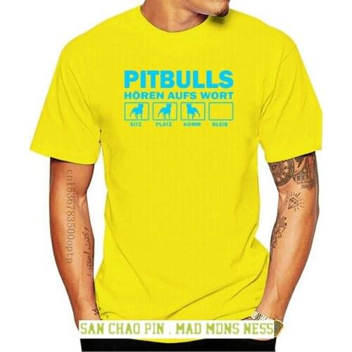 Summer 2020 100% Cotton Print Mens Summer O-Neck Short Sleeve Hipster Tees Hunde Pitbull Mens High Quality Tees