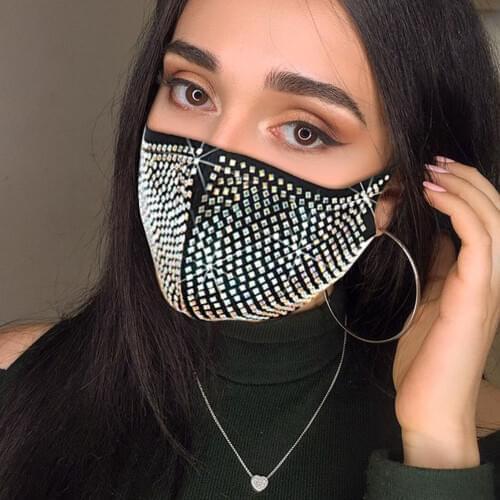 Fashion Sexy Glitter Rhinestone Funny Mask With Rhinestones Crytal Decoration Facemask For Wedding Nightclub Party Show