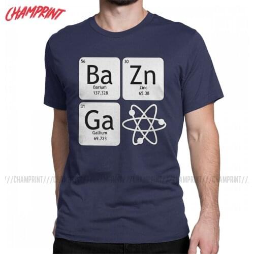 BaZinGa And Atom The Big Bang Theory T Shirt Men Pure Cotton Vintage T-Shirts Round Collar Tees Short Sleeve Clothes Gift Idea