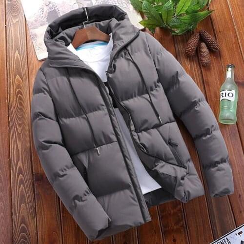 Mens Jacket Winter Thick Warm Parkas Coats Fashion Casual Solid Color Outwear Slim Fit Thermal Hoodie Coats Male