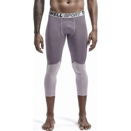 Mens Stretch Workout Fitness Compression Sports Leggings Running Basketball 3/4 Pants Tight Fit Sexy Casual lounge Home and Out