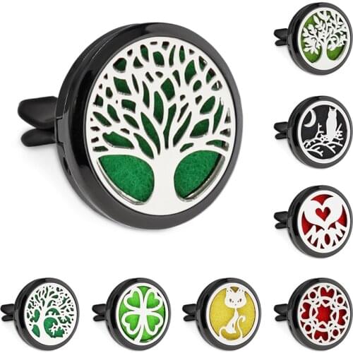 New Christmas Tree Black 30mm Magnet Open Essential Oil Car Vent Clip Perfume Locket Car Diffuser Locket Free 10 Pads