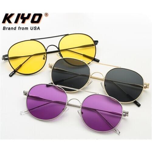 KIYO Brand 2020 New Women Men Round Sunglasses Metal Vintage Sun Glasses High Quality UV400 Driving Eyewear 3827