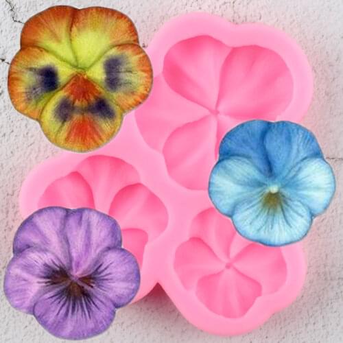Pansy Flower Silicone Molds Cupcake Topper Fondant Cake Decorating Tools DIY Baking Candy Polymer Clay Chocolate Gumpaste Moulds