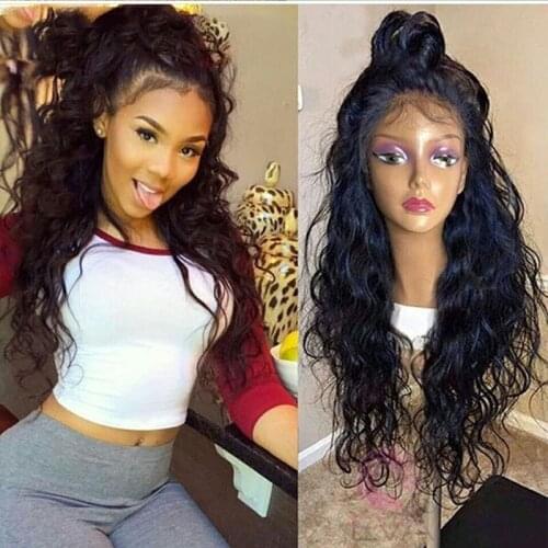 High Temperature Fiber Synthetic Lace Front Wigs for Black Women Hand Tied Long Wavy Fiber Hair Wigs Daily Party Wigs Baby Hair