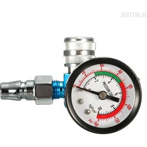1/4" Thread Air Pressure Regulator Air Regulating Valve Tail Pressure Gauge For Spray Gun