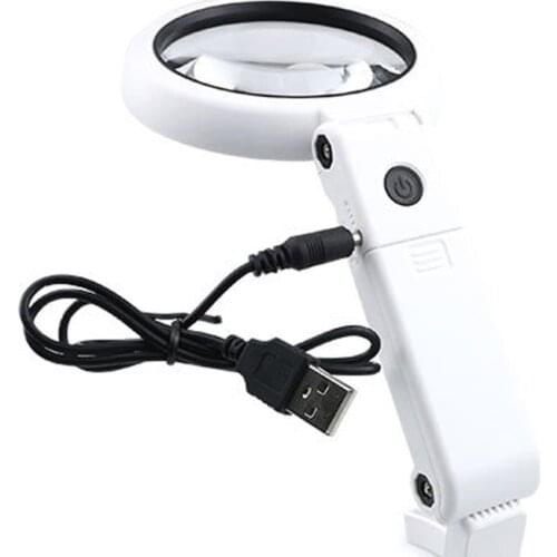 5X 11X Handheld Folding Lamp Loupe Magnifier Reading Portable with 8 LED Lights Dropship