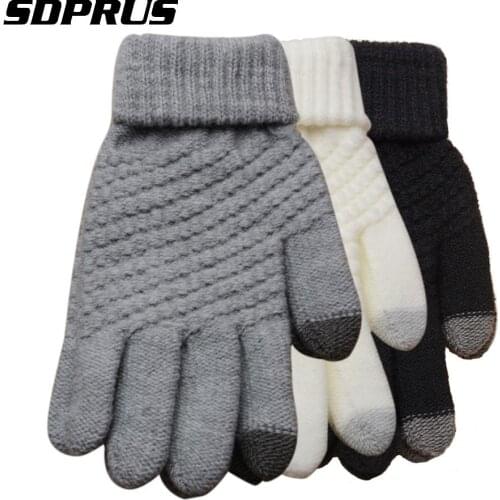 SDPRUS Magic Touch Screen Sensory Gloves Women Men soft Gloves Stretch Knit Gloves Mittens Winter Warm Accessories Wool Guantes