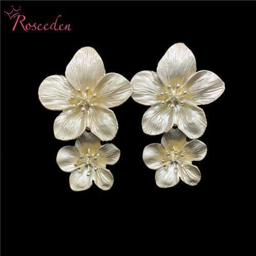Beautiful Gold Big Flower Vintage Drop Earrings For Women Jewelry For Party Wedding Gifts RE3573