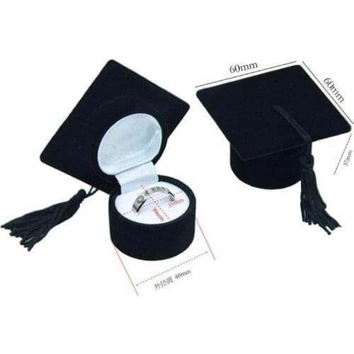 Bachelors Hat Jewelry Box Storage Case Ring Holder for Graduation Ceremony