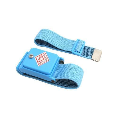 Blue Wireless Cordless Anti Static ESD Wrist Strap w Elastic Band