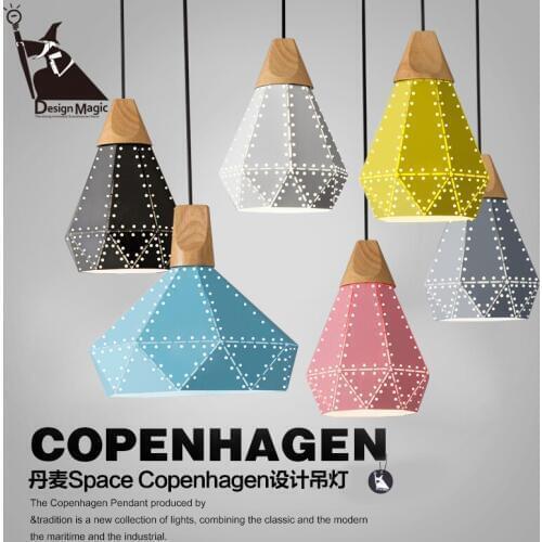 Nordic modern wood iron pendant light American industrial Iron restaurant dining room hanging light