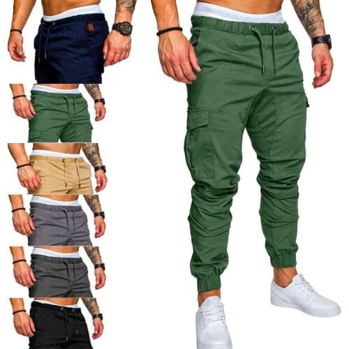 Men pants Joggers Sweatpants Casual Male Sportswear Solid Multi-pocket Cargo Trousers Hip Hop Harem Pants Slim Fit