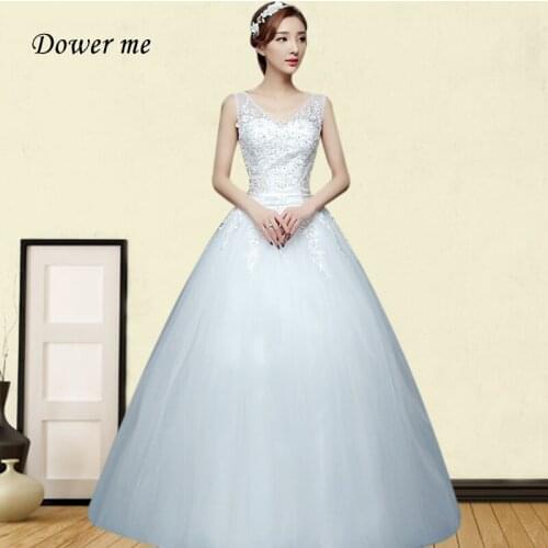 Sequined Wedding Dress GR711 Embroidery Lace Vestidos De Novia V-Neck Sleeveless Wedding Gowns Plus Size Elegant Bridal Dresses