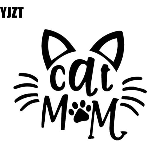 YJZT 15.4X12.8CM Cat Mom Paw Kitty Pet Decal Vinyl Car Sticker For Car Window Bumper Black/Silver C24-1831