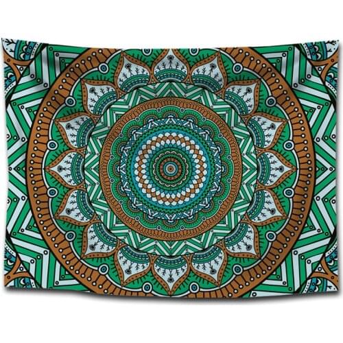 Green Mandala Flower Indian Tapestry for Livingroom Photography Wall Decor