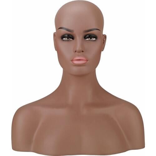 Female Firberglass Mannequin Head With Shoulders For Wig Display