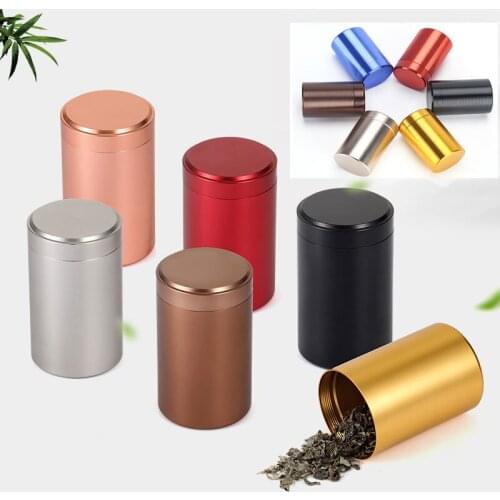 1PCS 50g Metal Mini Storage Box Stainless Steel Sealed Small Aluminum Sealed Cans Portable Travel Tea Tin Cans Packaging