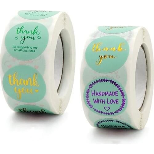 100-1000pcs Green Gold Foil Sticker Thank You Stickers Scrapbooking Seal Label Business Handmade For Stationary Gift Box Sticker